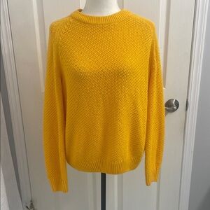 H&M Vibrant Yellow Crew Neck Sweater  Long Sleeve Drop Shoulders Sz M